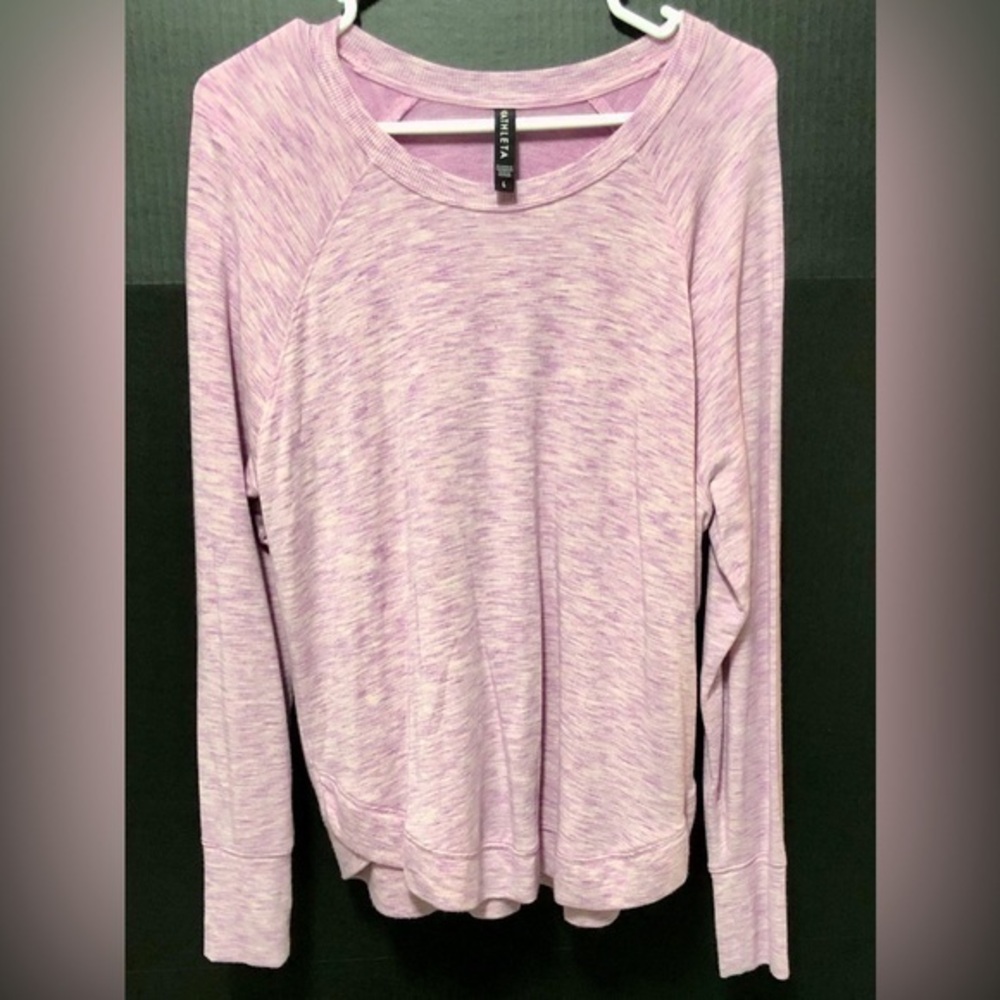 🌚Athleta Pink heather Long Sleeve Top Size Large